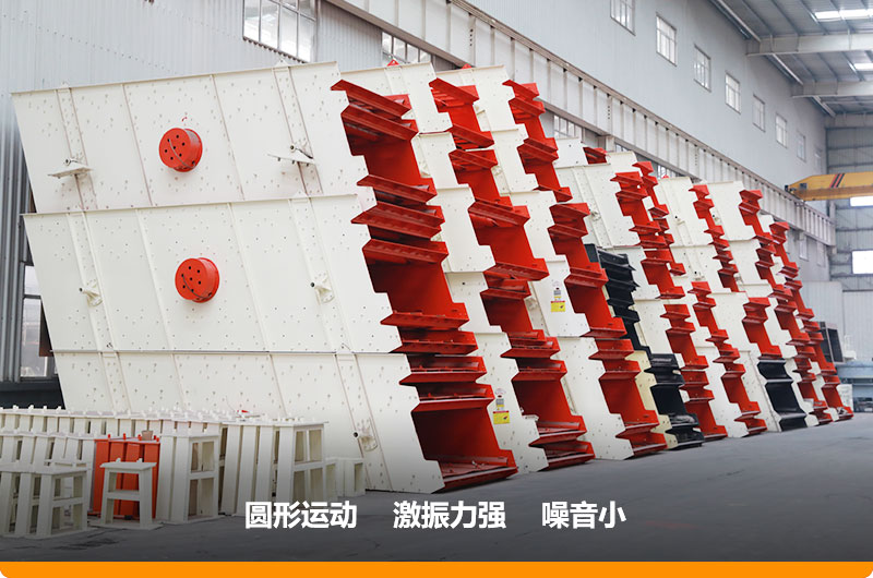 圓振動(dòng)篩，篩孔尺寸為5-80mm，處理能力32-276t/h